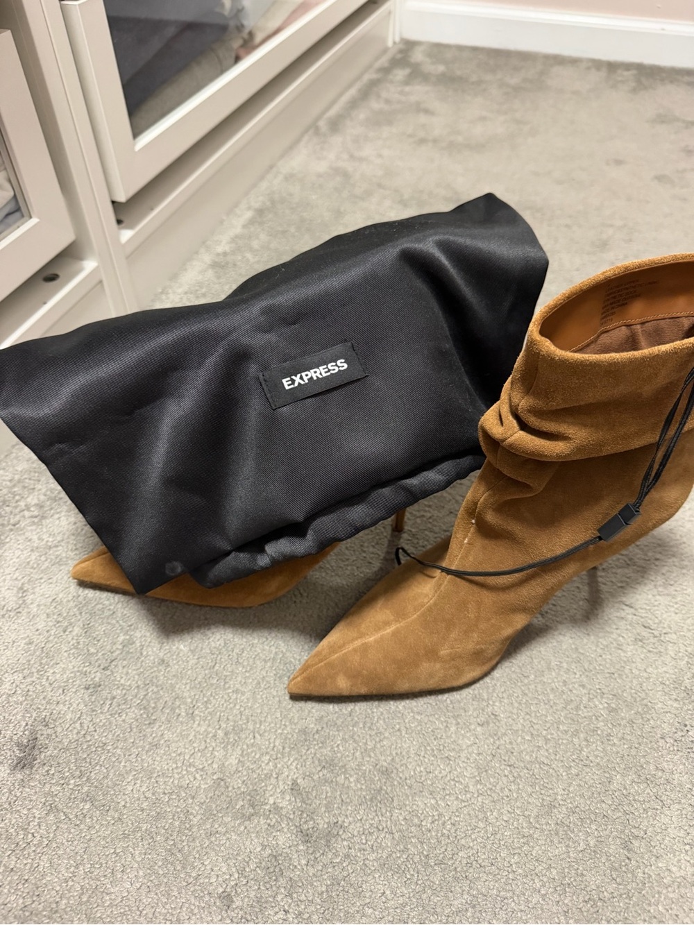 Suede Slouch Pointed-Toe Ankle Boots in Camel - Picture 6 of 6